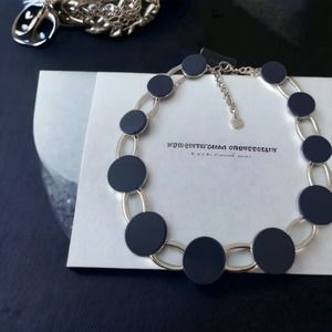 Alfani Silver Necklace with Navy Discs